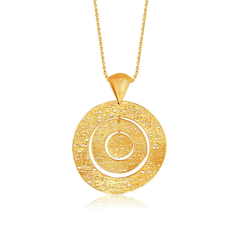 Italian Design 14K Yellow Gold Woven Concentric Circle Pendant