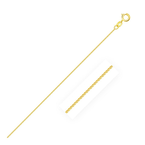 0.6mm 14K Yellow Gold Diamond Cut Round Wheat Chain