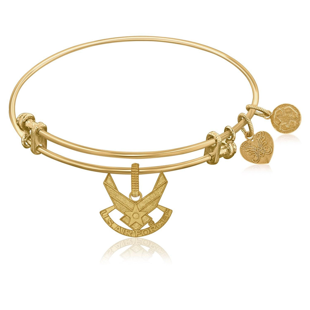 Expandable Bangle in Yellow Tone Brass with U.S. Air Force Symbol