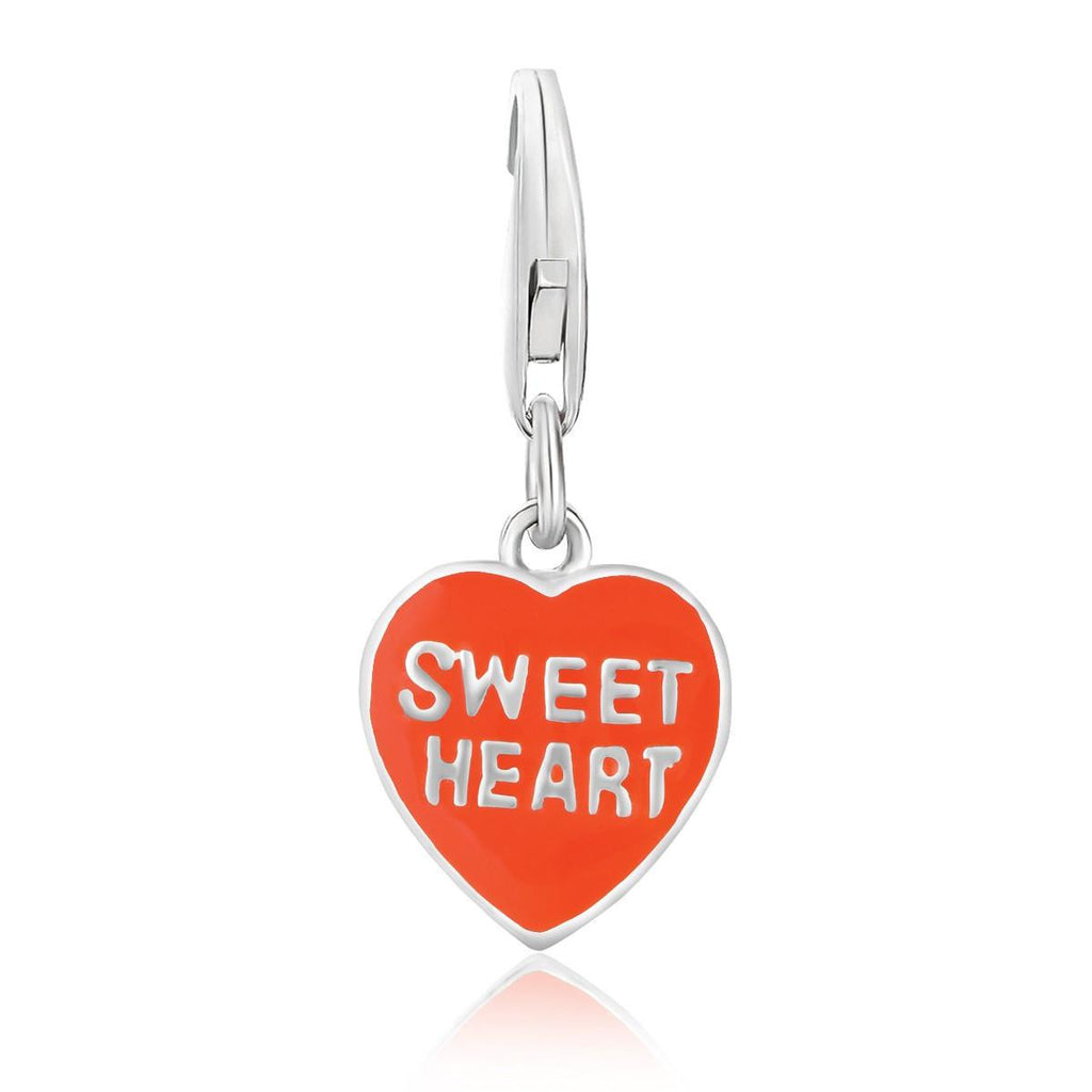 Sterling Silver Reversible Orange Enameled Charm