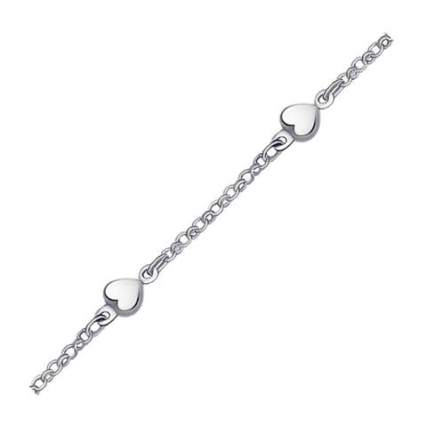 14K White Gold Anklet with Puffed Heart Design