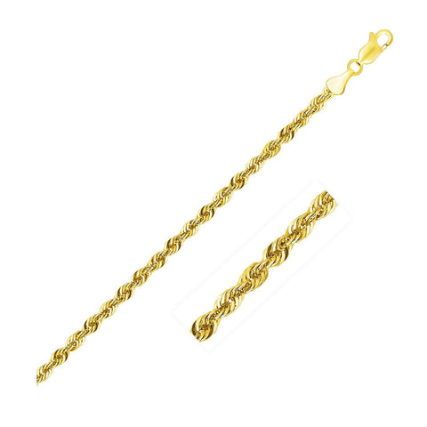 3.0mm 14K Yellow Gold Light Rope Chain