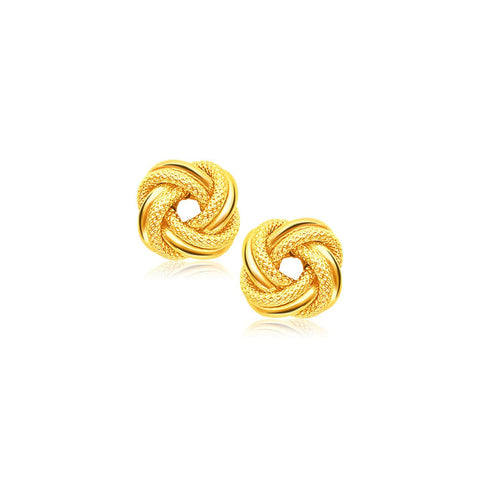 14K Yellow Gold Intertwined Love Knot Stud Earrings