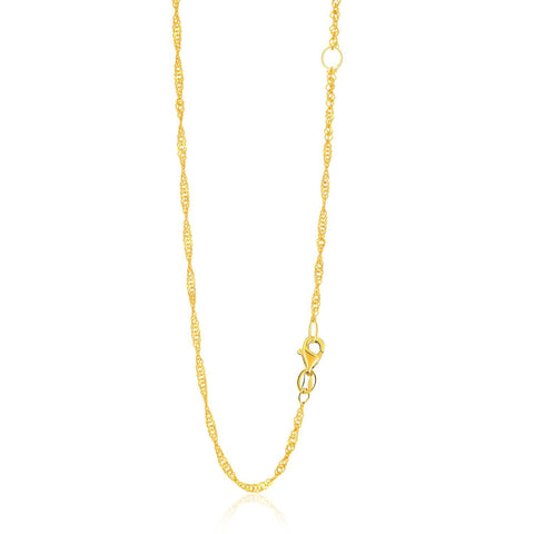 1.7mm 14K Yellow Gold Adjustable Singapore Chain