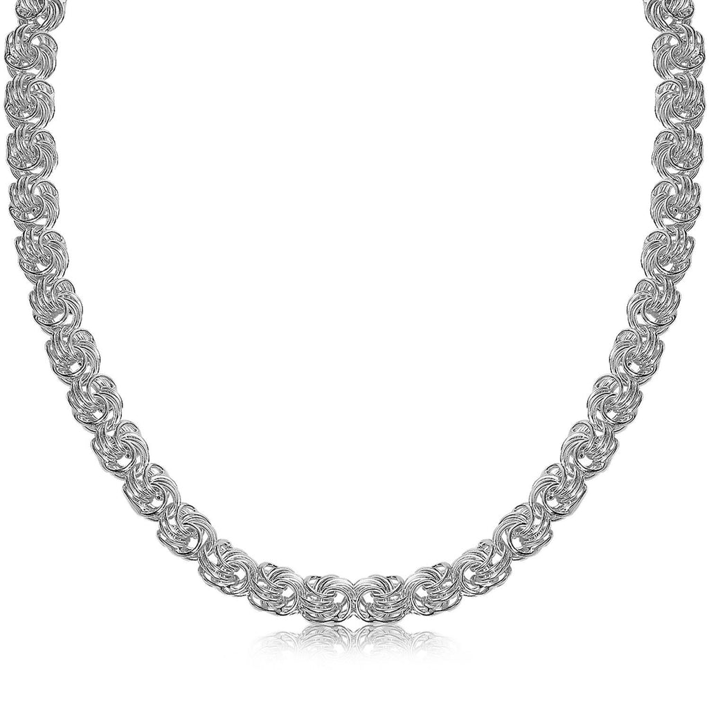 Sterling Silver Rhodium Plated Byzantine Motif Chain Necklace