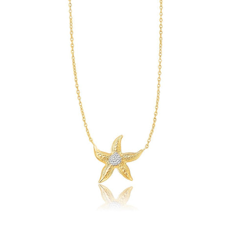 14K Two-Tone Gold Sea Life Starfish Necklace