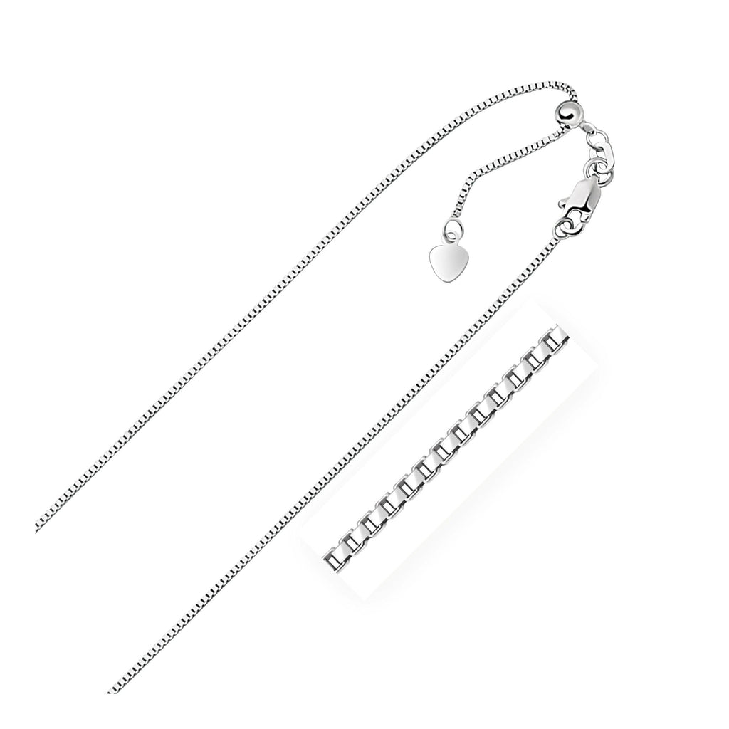 0.85mm 10K White Gold Adjustable Box Chain