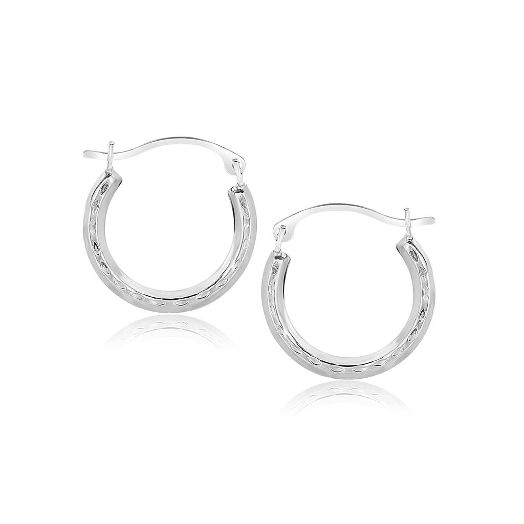 10K White Gold Fancy Hoop Earrings