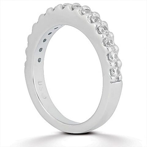 14K White Gold Shared Prong Diamond Wedding Ring Band