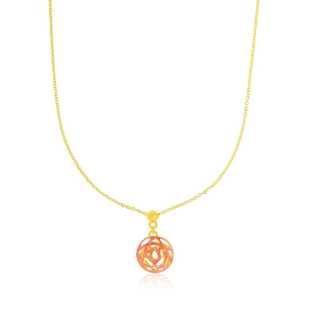 14K Rose & Yellow Gold Cutout Circle Pendant