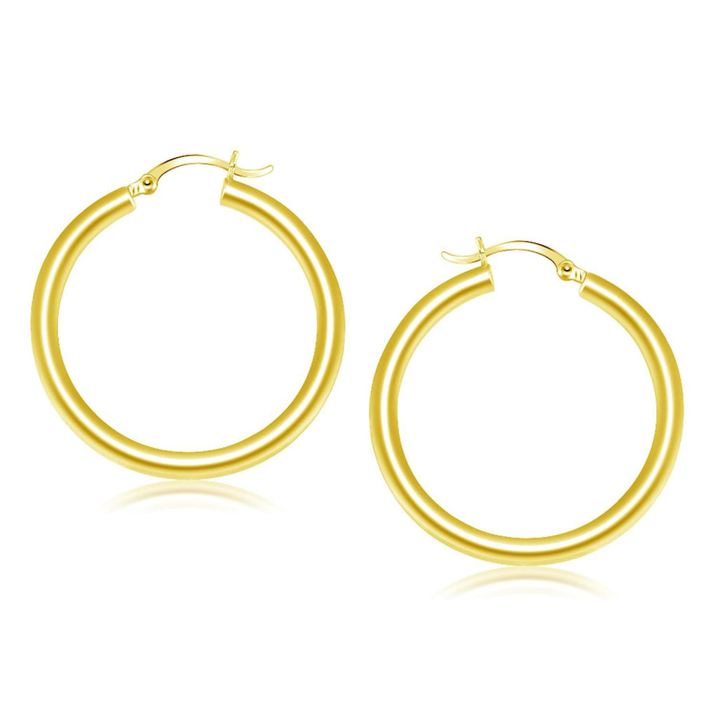 14K Yellow Gold Polished Hoop Earrings (40 mm)