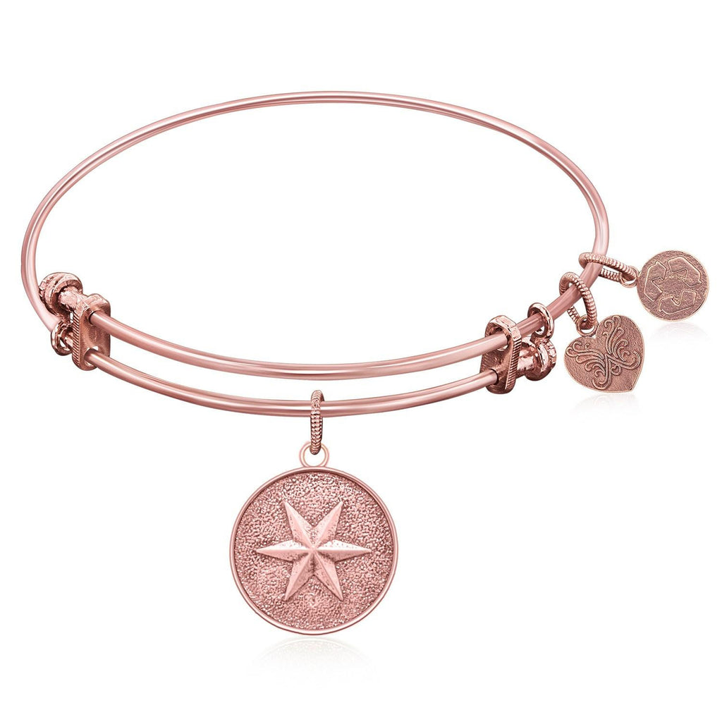 Expandable Bangle in Pink Tone Brass with Shining Star Hope Symbol