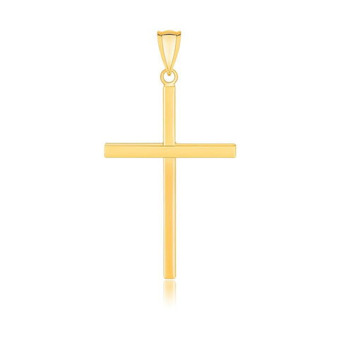 14K Yellow Gold Polished Flat Cross Pendant