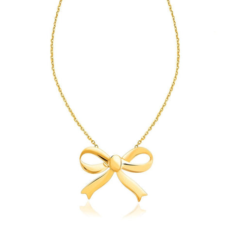 14K Yellow Gold Bow Necklace