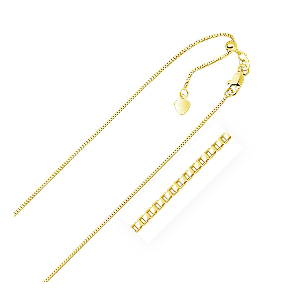 0.85mm 14K Yellow Gold Adjustable Box Chain