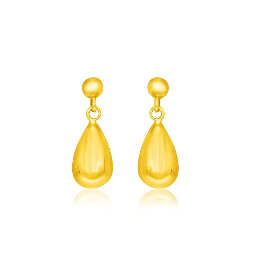 14K Yellow Gold Teardrop Style Earrings