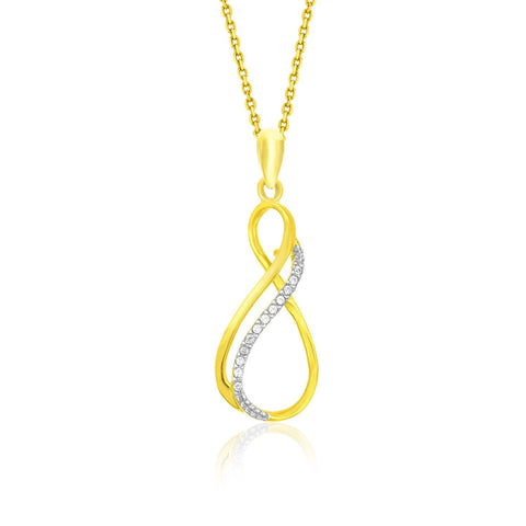 14K Yellow Gold Diamond Embellished Thin Infinity Pendant