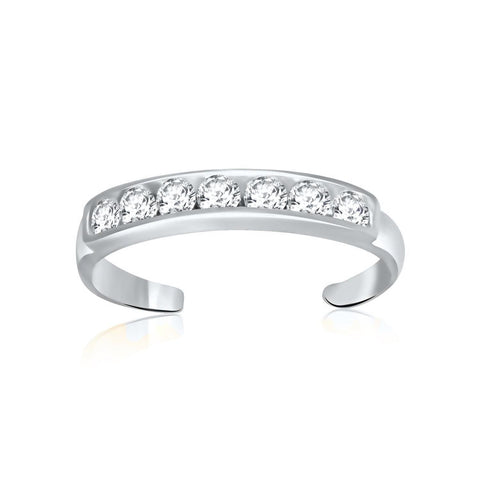 14K White Gold Pave Set Cubic Zirconia Toe Ring