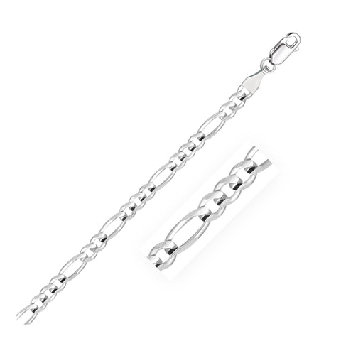 4.6mm 14K White Gold Solid Figaro Bracelet