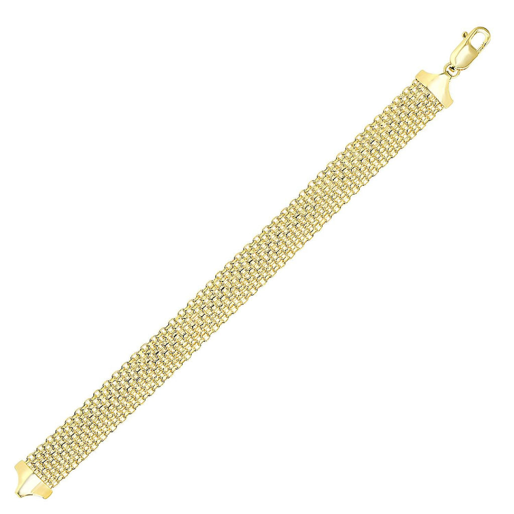 14K Yellow Gold Multi-Row Bismark Style Bracelet