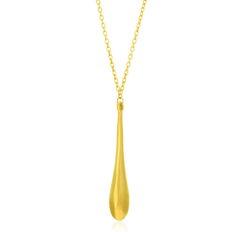 14K Yellow Gold Teardrop Shape Long Pendant