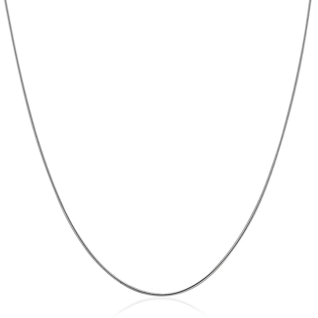 Sterling Silver Round Omega Style Chain Necklace with Rhodium Plating (1.25mm)