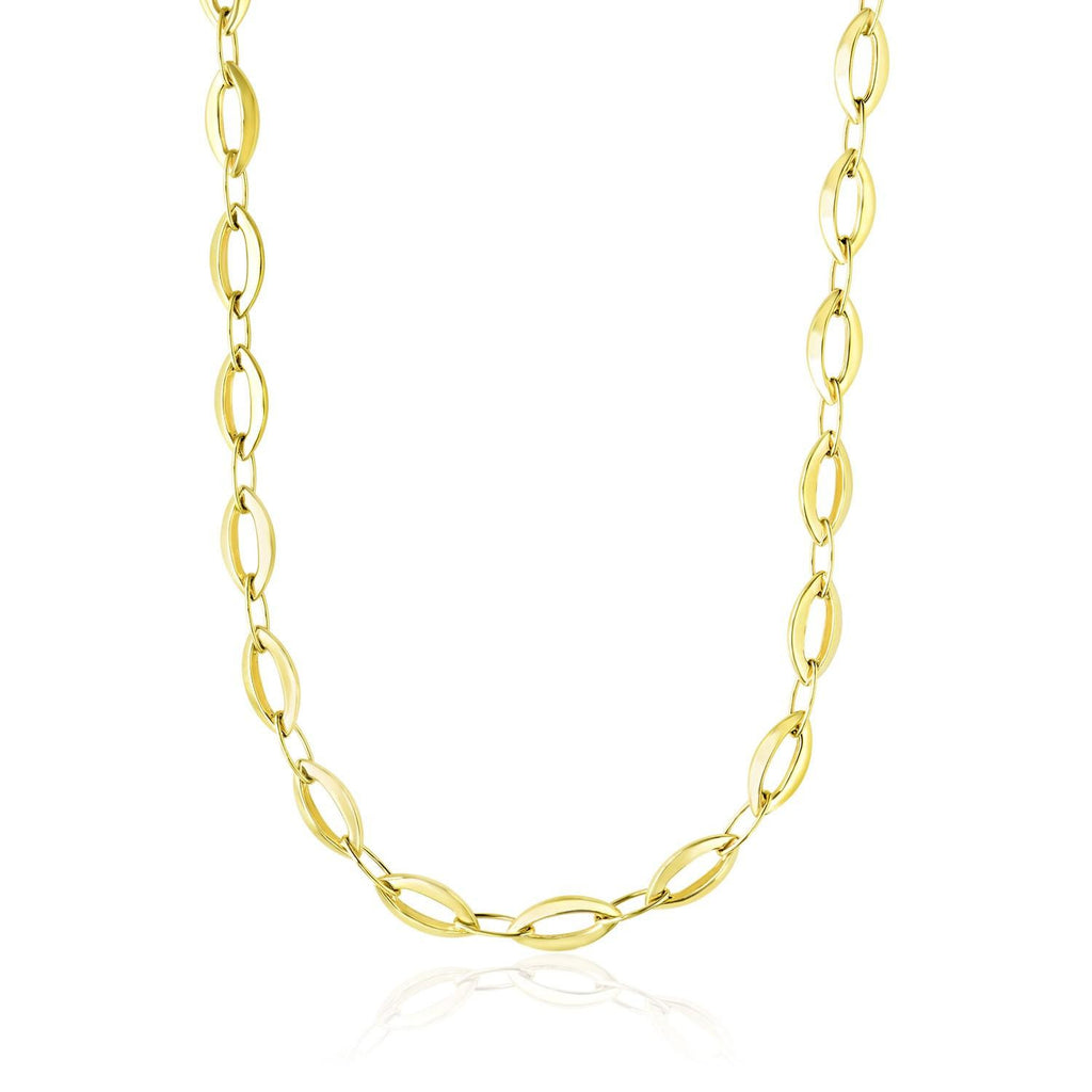 14K Yellow Gold Cable Marquis and Oval Link Design Necklace