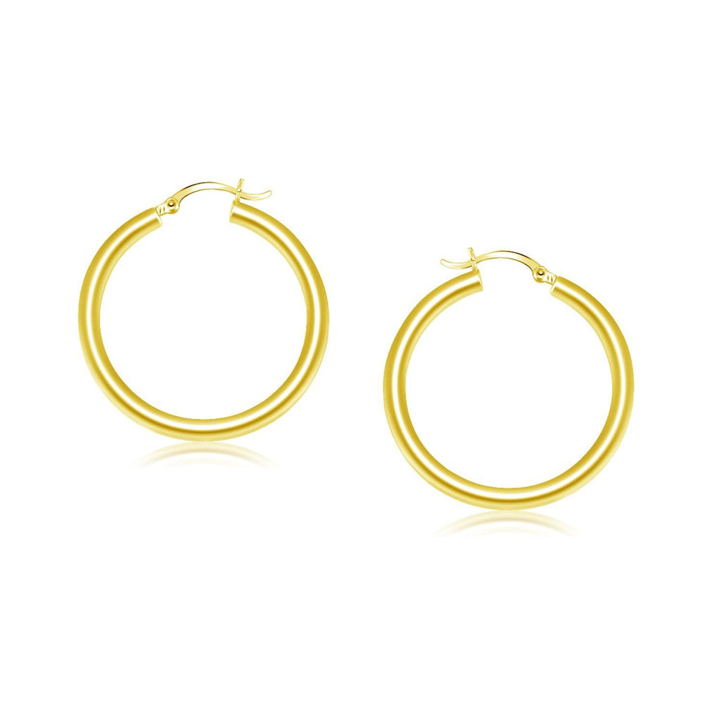 14K Yellow Gold Polished Hoop Earrings (25 mm)