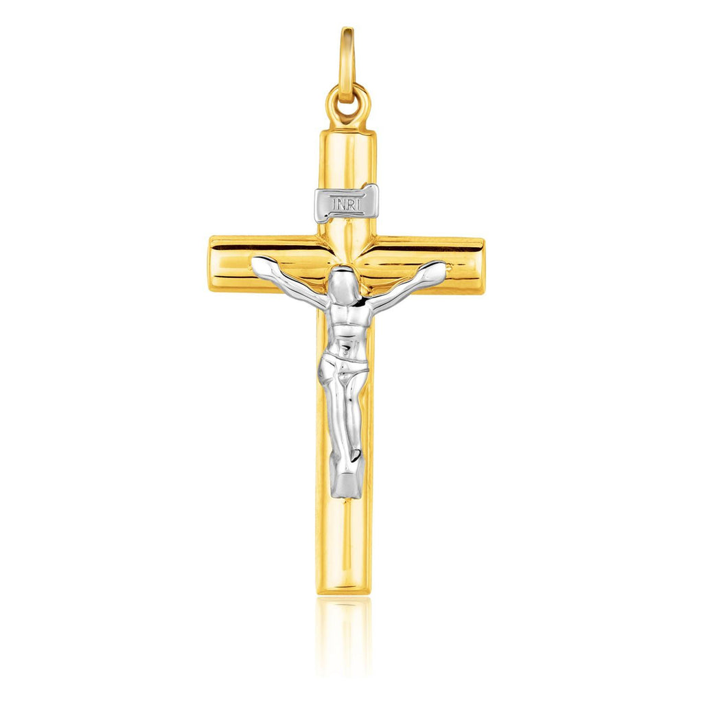 14K Two Tone Gold Cross Pendant