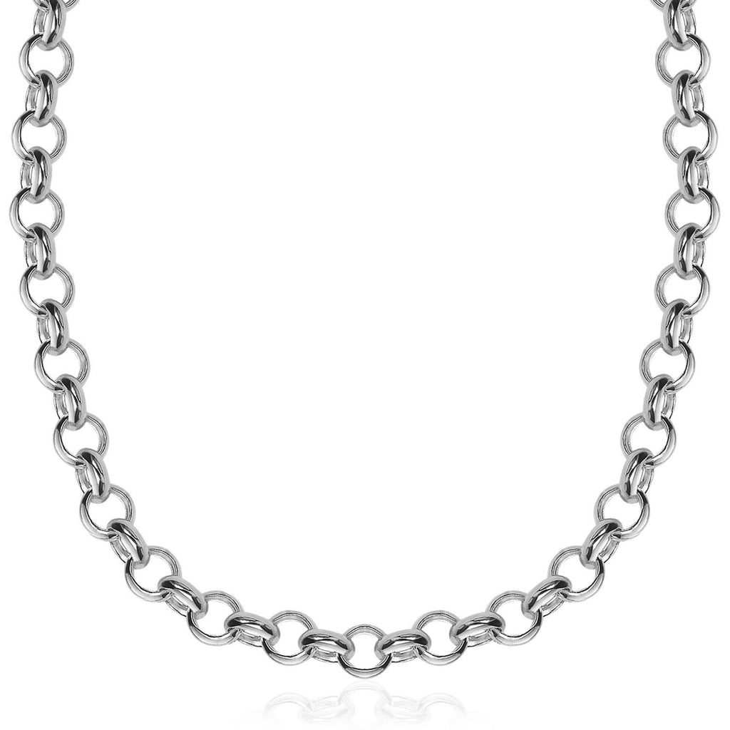 Sterling Silver Rhodium Plated Classic Rolo Chain Necklace