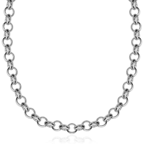 Sterling Silver Rhodium Plated Classic Rolo Chain Necklace