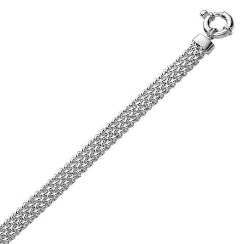 Sterling Silver Rhodium Plated Chain Bracelet with a Flat Oval Station