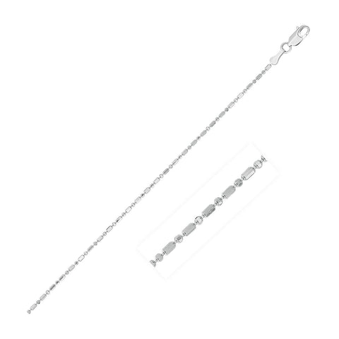 1.0mm 14K White Gold Diamond-Cut Bead Chain