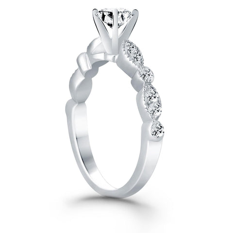 14K White Gold Fancy Shaped Diamond Engagement Ring