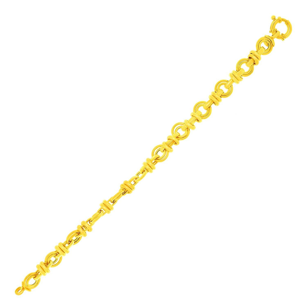 14K Yellow Gold Dual Round Link Interlaced Bracelet