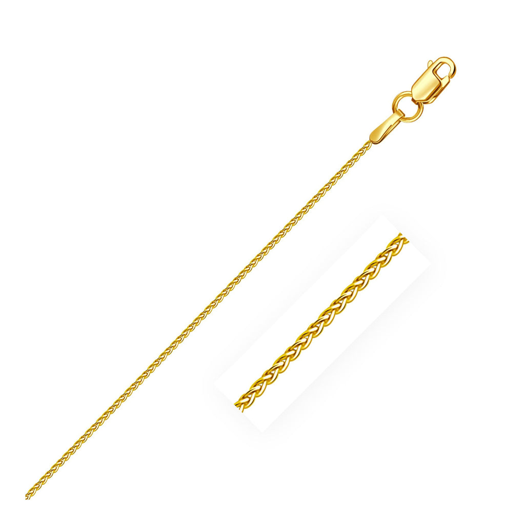 1.0mm 14K Yellow Gold Round Wheat Chain