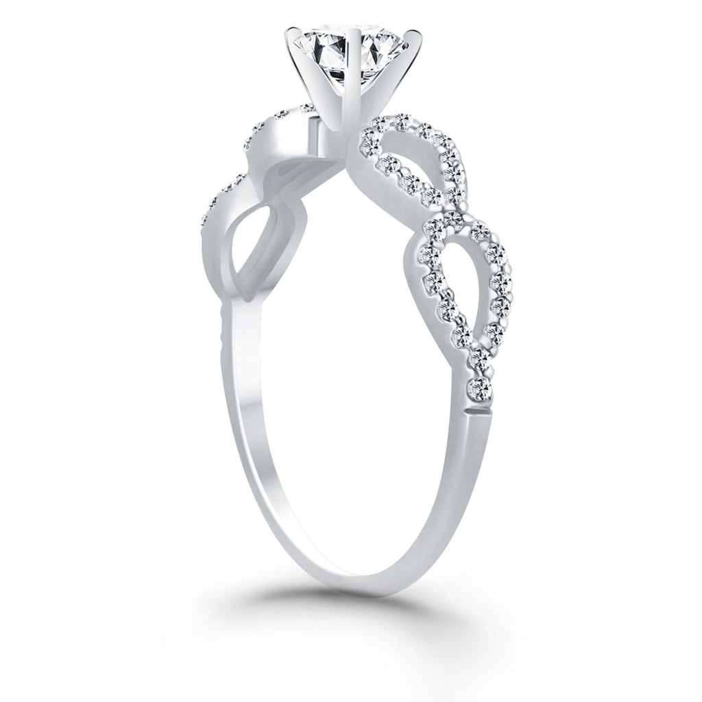 14K White Gold Double Infinity Diamond Engagement Ring