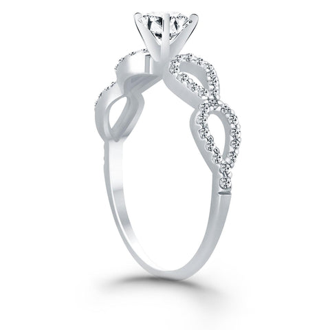 14K White Gold Double Infinity Diamond Engagement Ring