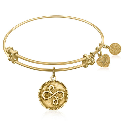 Expandable Bangle in Yellow Tone Brass with Best Friends Closeness Symbol