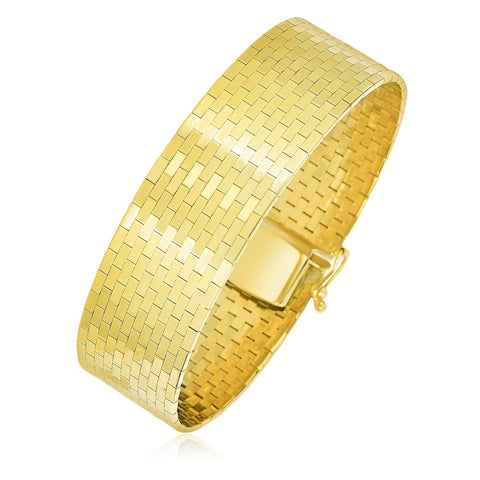 14K Yellow Gold Thick Omega Motif Brick Style Bracelet