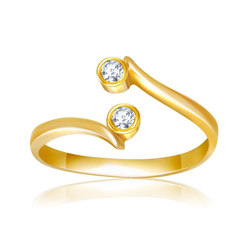 14K Yellow Gold Cubic Zirconia Accented Curve Ended Toe Ring