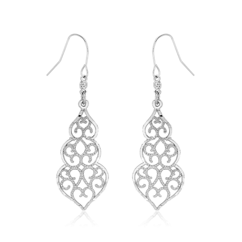 10K White Gold Fancy Drop Earrings