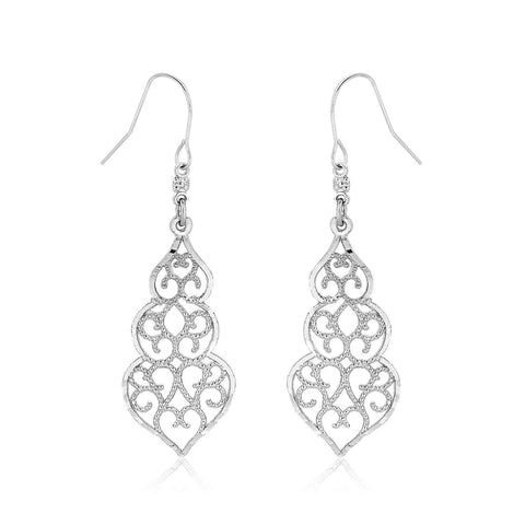 10K White Gold Fancy Drop Earrings