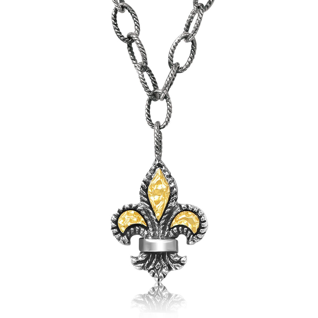 Sterling Silver & 18K Yellow Gold Fleur De List Pendant