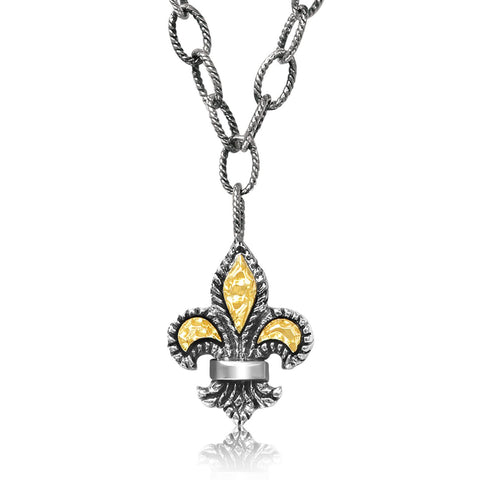 Sterling Silver & 18K Yellow Gold Fleur De List Pendant