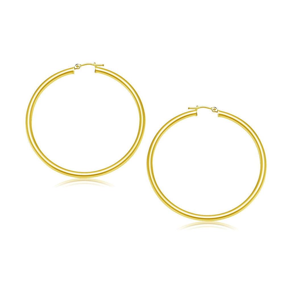 14K Yellow Gold Polished Hoop Earrings (30 mm)