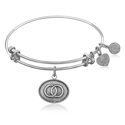 Expandable Bangle in White Tone Brass with Unity Strength