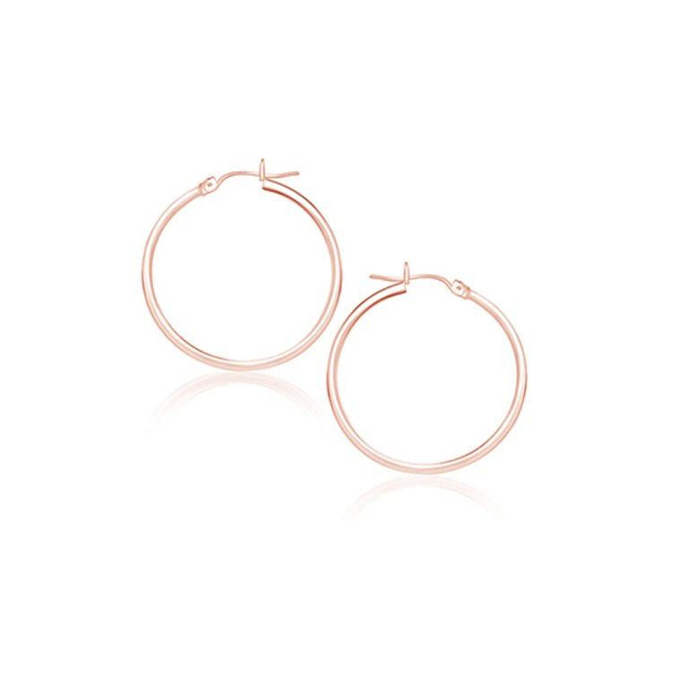 14K Rose Gold Polished Hoop Earrings (25 mm)