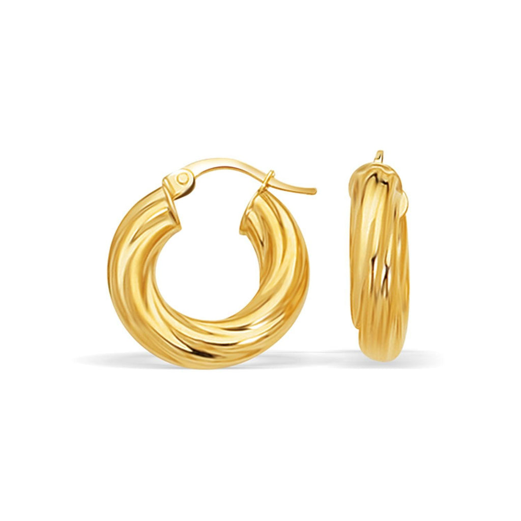 14K Yellow Gold Fancy Twist Hoop Earrings (7-8 inch Diameter)