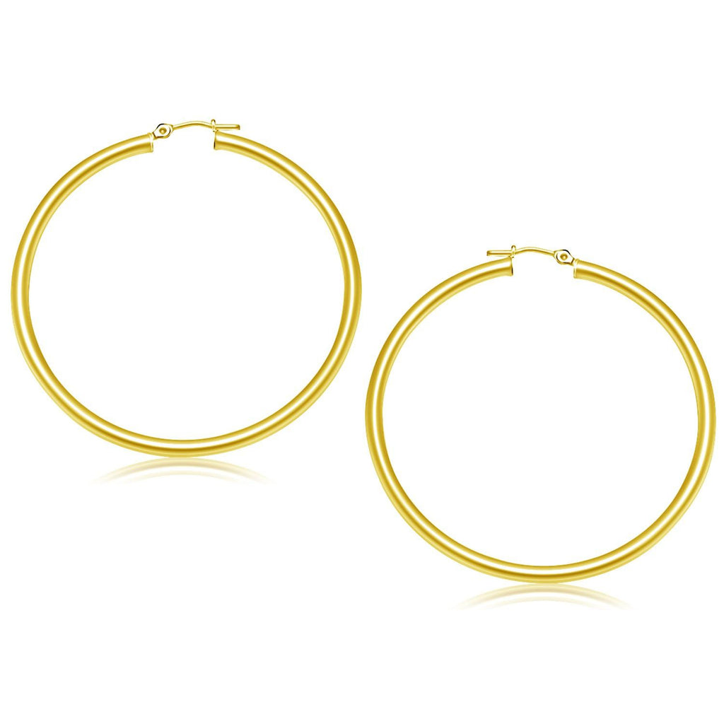 14K Yellow Gold Polished Hoop Earrings (50 mm)